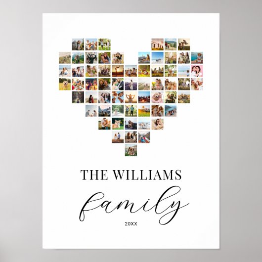 Modernes elegantes Familienherz geformt FotoCollag Poster (Vorne)