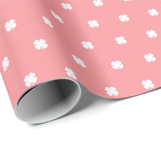 Modernes elegantes, festliches Rosa Lucky Clover M Geschenkpapier (Rolleneckpunkt)