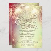 Modernes, elegantes Feuerwerk mit goldenem Funkeln Einladung (Vorne/Hinten)