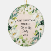 Modernes Elegantes First Christmas Verheiratet Keramik Ornament (Links)