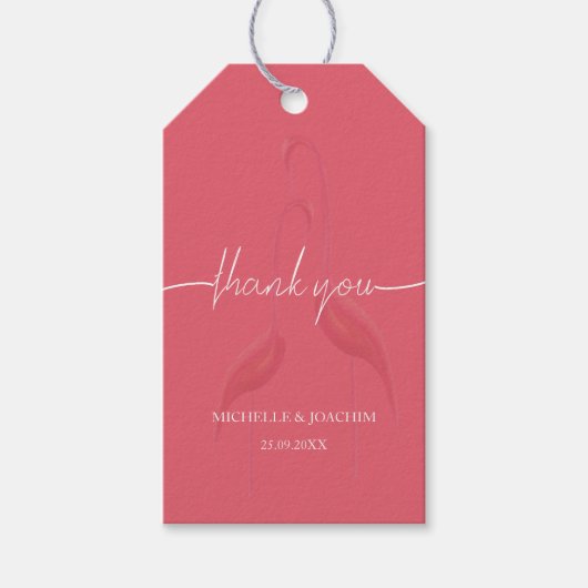 Modernes elegantes Flamingo Coral Red Geschenkanhänger (Vorderseite)