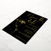 Modernes Elegantes Floral Black Save the Date Folieneinladung (Gedreht)