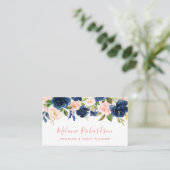 Modernes Elegantes Floral Klassisches Blau Rosa Bl Visitenkarte (Stehend Vorderseite)