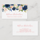 Modernes Elegantes Floral Klassisches Blau Rosa Bl Visitenkarte (Vorne/Hinten)