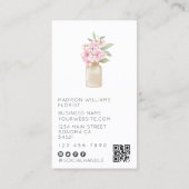 Modernes elegantes florales Design Florist QR Code Visitenkarte (Rückseite)