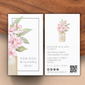 Modernes elegantes florales Design Florist QR Code Visitenkarte