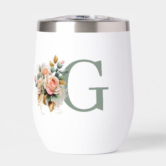 Modernes elegantes, florales Monogramm (Vorderseite)