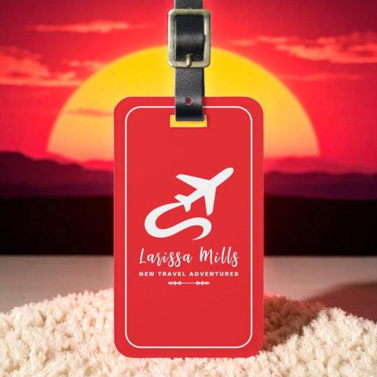 Modernes elegantes Flugzeug lebhaft RED Gepäckanhänger