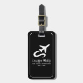 Modernes elegantes Flugzeug Schwarz-weiß Gepäckanhänger (Vorderseite vertikal)