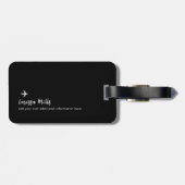 Modernes elegantes Flugzeug Schwarz-weiß Gepäckanhänger (Rückseite horizontal)