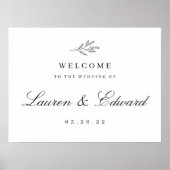 Modernes, elegantes Foliage Wedding Welcome Sign Poster (Vorne)