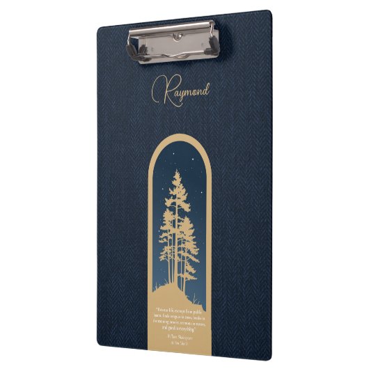 Modernes, elegantes Forest Gold Deep Blue Script Z Klemmbrett (Links)