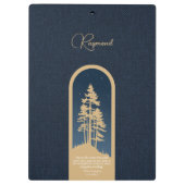 Modernes, elegantes Forest Gold Deep Blue Script Z Klemmbrett (Rückseite)