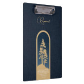Modernes, elegantes Forest Gold Deep Blue Script Z Klemmbrett (Rechts)