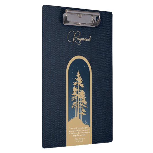 Modernes, elegantes Forest Gold Deep Blue Script Z Klemmbrett (Rechts)