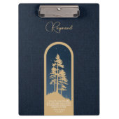 Modernes, elegantes Forest Gold Deep Blue Script Z Klemmbrett (Vorderseite)