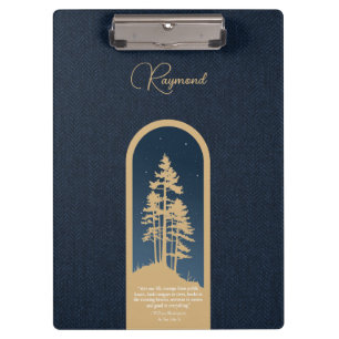 Modernes, elegantes Forest Gold Deep Blue Script Z Klemmbrett