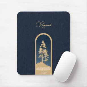 Modernes, elegantes Forest Gold Deep Blue Script Z Mousepad