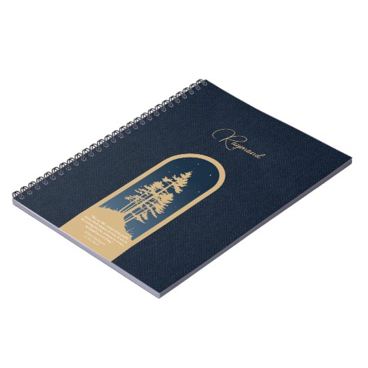 Modernes, elegantes Forest Gold Deep Blue Script Z Notizblock (Linke Seite)