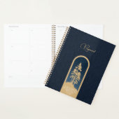 Modernes, elegantes Forest Gold Deep Blue Script Z Planer (Anzeige)