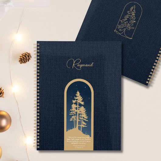 Modernes, elegantes Forest Gold Deep Blue Script Z Planer