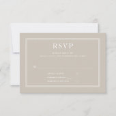 Modernes elegantes Formal Taupe Beige Wedding RSVP (Vorderseite)