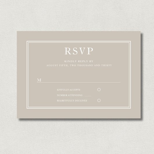 Modernes elegantes Formal Taupe Beige Wedding RSVP