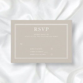 Modernes elegantes Formal Taupe Beige Wedding RSVP