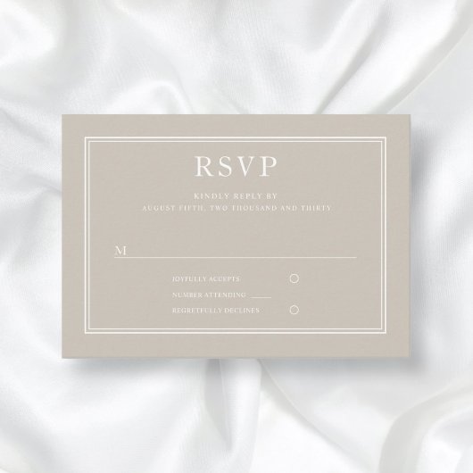 Modernes elegantes Formal Taupe Beige Wedding RSVP