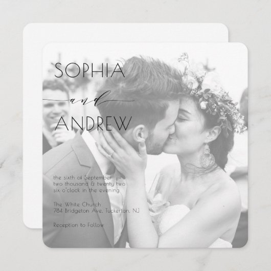 Modernes elegantes Foto - alles in einer Weißen Ho Einladung (Vorne/Hinten)