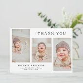 Modernes elegantes Foto Collage Neugeborenes Baby Einladung (Stehend Vorderseite)