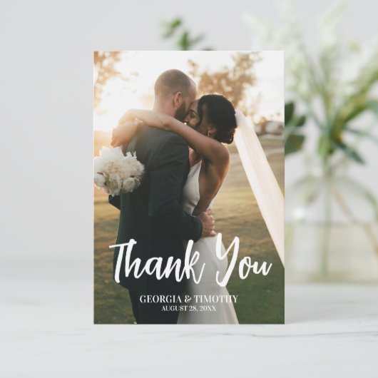 Modernes, elegantes Foto Dankeskarte (Stehend Vorderseite)
