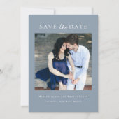 Modernes elegantes Foto Dusty Blue Save The Date (Vorderseite)
