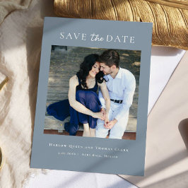 Modernes elegantes Foto Dusty Blue Save The Date