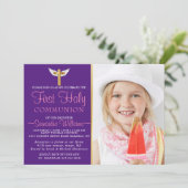 Modernes elegantes Foto Erste Kommune Einladung (Stehend Vorderseite)