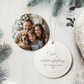 Modernes Elegantes Foto für die Weihnachtszeit Keramik Ornament