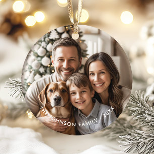 Modernes Elegantes Foto für die Weihnachtszeit Keramik Ornament