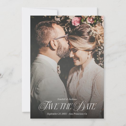 Modernes elegantes Foto für Kalligrafie Hochzeitsp Save The Date (Vorderseite)
