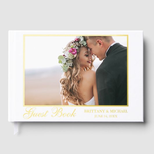 Modernes elegantes Foto Gästebuch (Vorderseite)