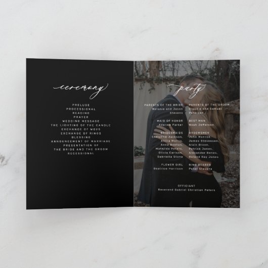 Modernes, elegantes Foto gefaltet Hochzeit Programm (Innenseite)