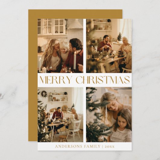 Modernes Elegantes Foto Goldenes Jahr Feiertagskarte (Vorne/Hinten)