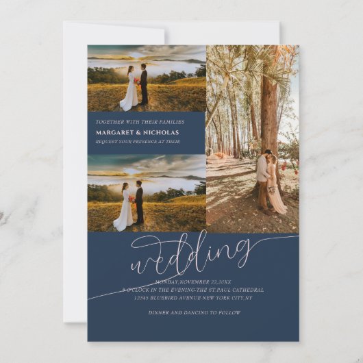 Modernes, elegantes Foto Hochzeit Einladung (Vorderseite)