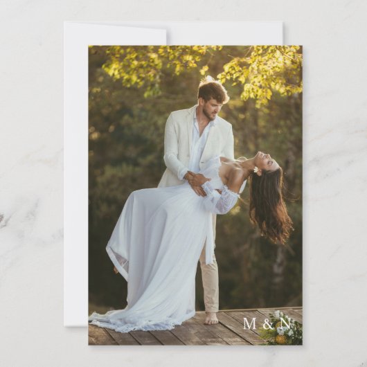 Modernes, elegantes Foto Hochzeit Einladung (Rückseite)