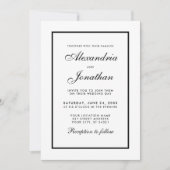 Modernes elegantes Foto Hochzeit laden Schwarz & W Einladung (Vorderseite)