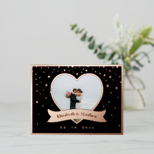 Modernes, elegantes Foto Hochzeit rettet das Datum Folie Einladungspostkarte