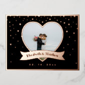 Modernes, elegantes Foto Hochzeit rettet das Datum Folie Einladungspostkarte (Vorderseite)