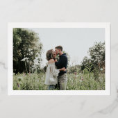 Modernes elegantes Foto Hochzeit rettet das Datum Folieneinladung (Rückseite)