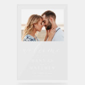 Modernes elegantes Foto Hochzeit Willkommen Acrylschild (Vorderseite)