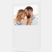 Modernes elegantes Foto Hochzeit Willkommen Acrylschild (Winkel)