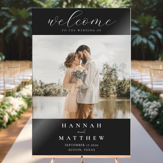 Modernes elegantes Foto Hochzeit Willkommen Acrylschild